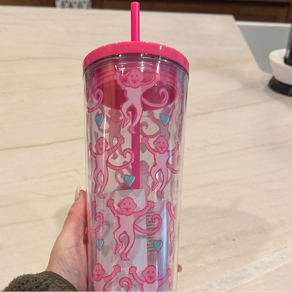 Starbucks Pink and Teal Monkey Tumbler
